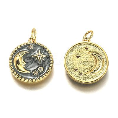 Brass Micro Pave Clear Cubic Zirconia Pendants ZIRC-B0003-28G-1