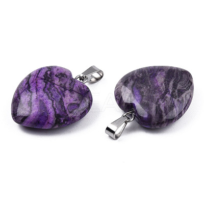 Natural Map Stone Pendants G-N0325-18E-1