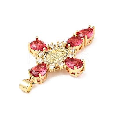 Rack Plating Brass Micro Pave Cubic Zirconia Pendants X-ZIRC-I059-15G-01-1