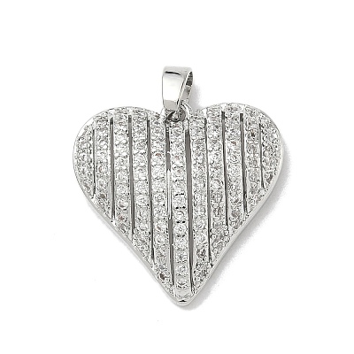 Brass Micro Pave Clear Cubic Zirconia Pendants KK-L254-07G-1