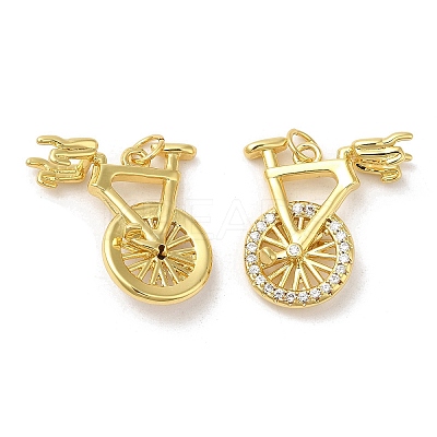 Rack Plating Brass Micro Pave Cubic Zirconia Pendants KK-C030-14G-1