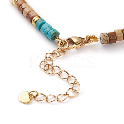 Natural Picture Jasper & Turquoise Beaded Necklaces NJEW-JN03253-1