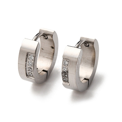 304 Stainless Steel Cubic Zirconia Hoop Earrings EJEW-D331-11P-1