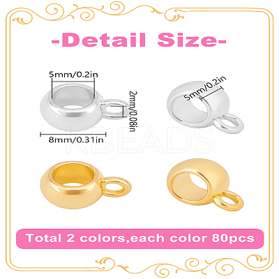 160Pcs 2 Colors Tibetan Style Alloy Rondelle Tube Bails FIND-LP0001-86-1