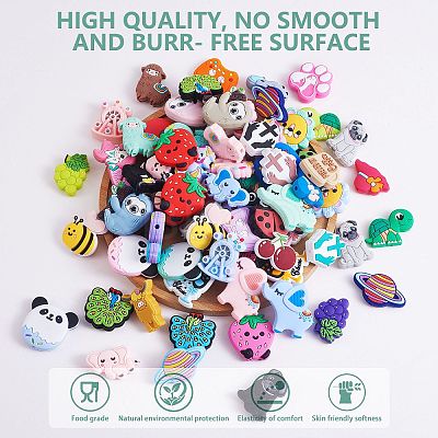 14Pcs 7 Colors Silicone Beads JX752A-1