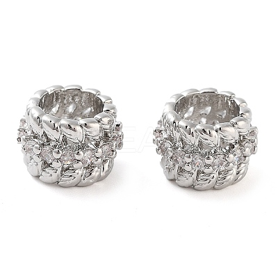 Brass Micro Pave Clear Cubic Zirconia Beads KK-U028-28P-1