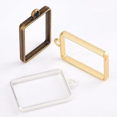 Matte Style Rack Plating Alloy Open Back Bezel Pendants PALLOY-OC0001-07-1