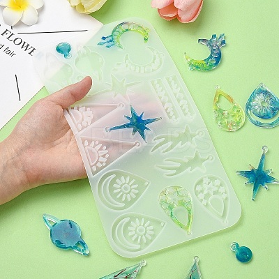 DIY Mixed Shapes Charm Pendant Silicone Molds for DIY Earring Keychain Making DIY-YW0009-44-1