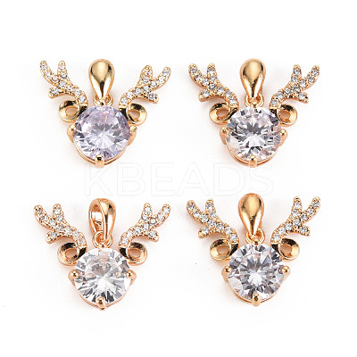 Brass Micro Cubic Zirconia Pendants X-GLAA-S193-014-1