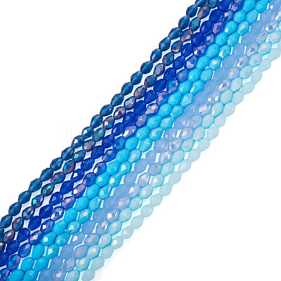 10Strands 10 Colors Transparent Glass Beads Strands EGLA-TA0013-24C-1