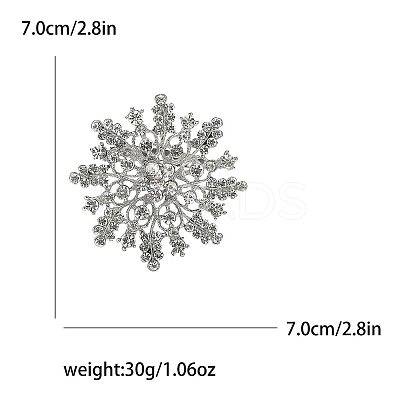 Alloy and Clear Glass Rhinestone Christmas Snowflake Brooch for Women PW-WG5C554-02-1