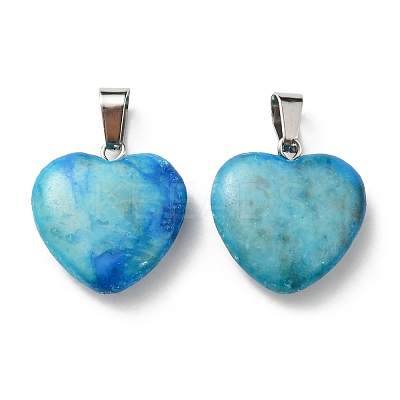 Dyed Heart Natural Gemstone Pendants G-Q438-05-1