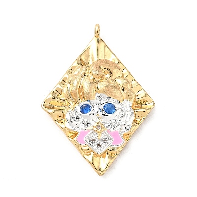 Brass Micro Pave Cubic Zirconia Enamel Pendants KK-L250-08G-07-1