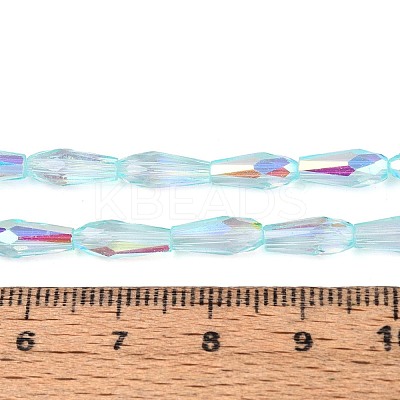 AB Color Plated Transparent Glass Teardrop Beads Strands LS-EGLA-T029-08C-1