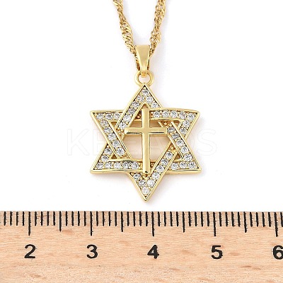 304 Stainless Steel Micro Pave Clear Cubic Zirconia Pendant Necklaces for Women NJEW-U047-01B-G-1