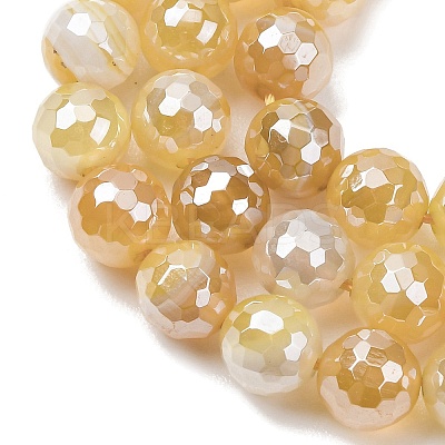 Electroplated Natural Agate Beads Strands G-B191-A07-8mm-08-1