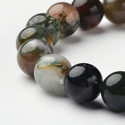 Natural Indian Agate Round Bead Stretch Bracelets BJEW-L594-A06-1
