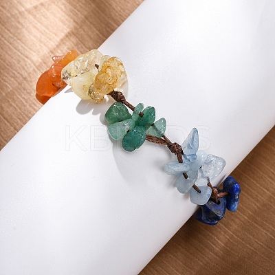 Adjustable Natural Chakra Gemstone Braided Bead Bracelets for Women BJEW-U035-02H-1