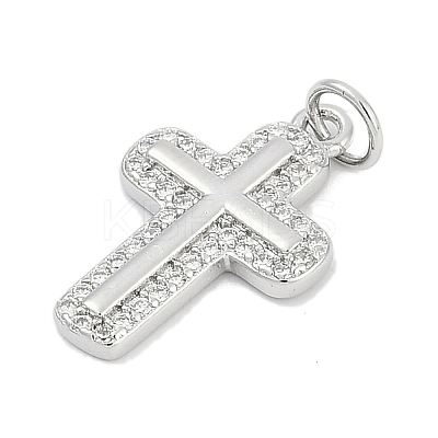 Brass Micro Pave Clear Cubic Zirconia Pendants KK-G522-51P-03-1
