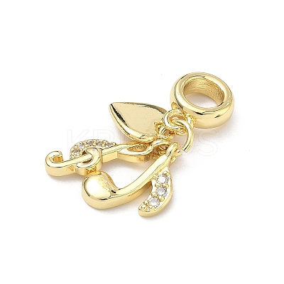 Brass Micro Pave Clear Cubic Zirconia European Dangle Charms X-KK-P345-50G-1