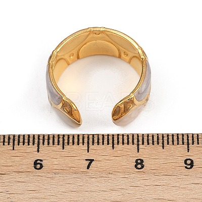 304 Stainless Steel Enamel Adjustable Cuff Rings for Women LS-RJEW-A074-08G-1
