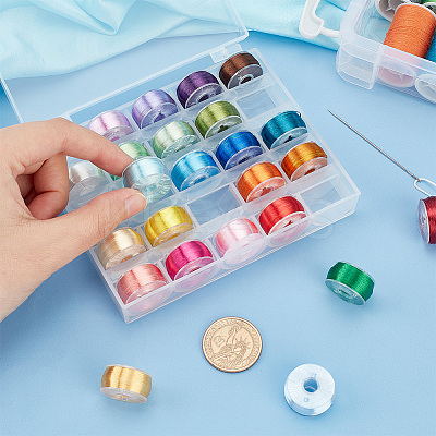 25 Rolls 25 Colors Polyester High Gloss Single-Strand Thread OCOR-WH0047-54-1