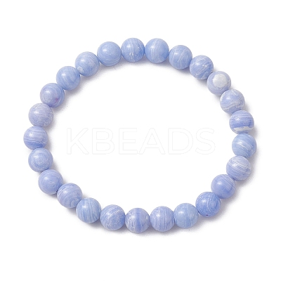 Natural Dyed Blue Lace Agate Beads Stretch Bracelets for Women BJEW-JB11261-1