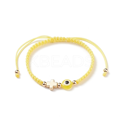 3Pcs 3 Style Resin Evil Eye Braided Bead Bracelets Set BJEW-JB08812-1