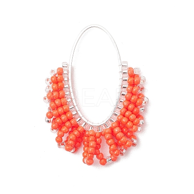 4Pcs Glass Seed Beaded Pendants PALLOY-MZ01260-1