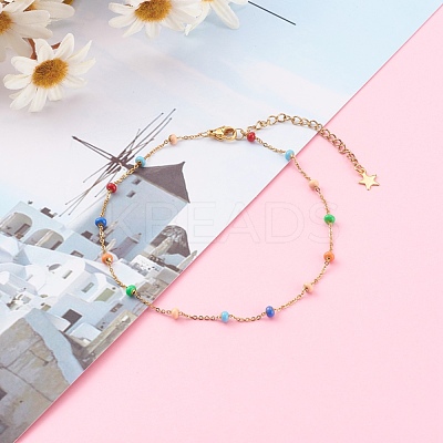 Stainless Steel Satellite Chain Anklets AJEW-AN00422-1