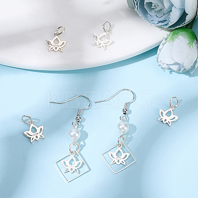 5Pcs 925 Sterling Silver Lotus Flower Charms with 925 Stamp & Jump Rings FIND-BBC0001-73-1