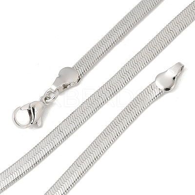 4mm Rack Plating Brass Flat Snake Chain Necklaces for Women Men MAK-L044-14P-1
