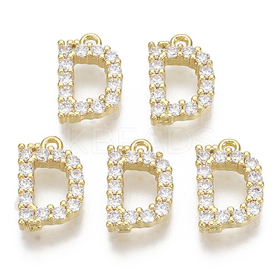 Brass Micro Pave Cubic Zirconia Charms KK-T060-05-D-G-NF-1