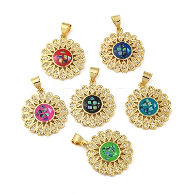 Brass Pendants Micro Pave Cubic Zirconia Pendants KK-K356-11G-1