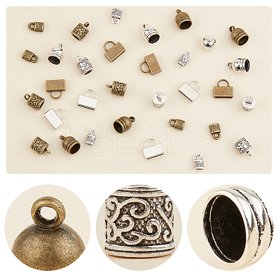 152Pcs 8 Style Tibetan Style Alloy Cord Ends FIND-PH0006-27-1