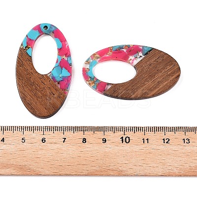 Transparent Resin and Walnut Wood Pendants RESI-T057-02K-1