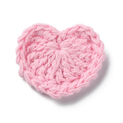 Heart Handmade Crochet Cotton Ornament Accessories AJEW-WH0326-52D-1