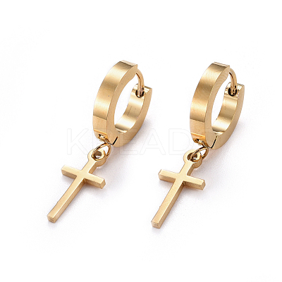 304 Stainless Steel Dangle Hoop Earrings EJEW-L232-002G-1