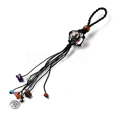 12Pcs Tree of Life Braided Nylon Cord Macrame Pouch Pendant Decorations AJEW-SW00009-03-1
