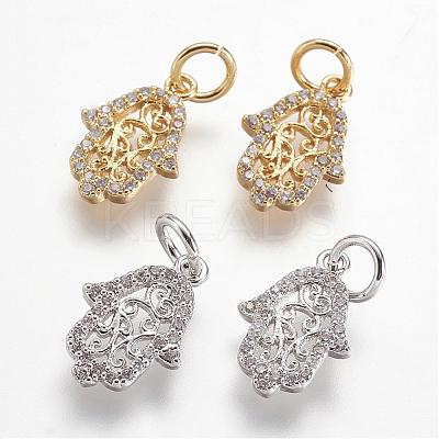 Brass Micro Pave Cubic Zirconia Charms ZIRC-G079-03-NR-1