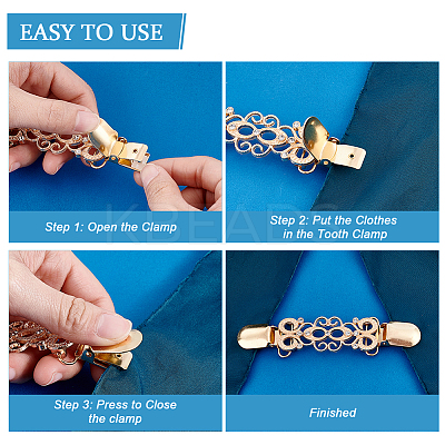 8Pcs 8 Styles Rectangle Zinc Alloy & Rhinestone Cardigan Clips JEWB-HY0001-39-1