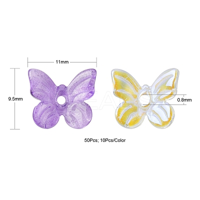 50Pcs 5 Colors Transparent Spray Painted Glass Charms GLAA-FS0001-05-1