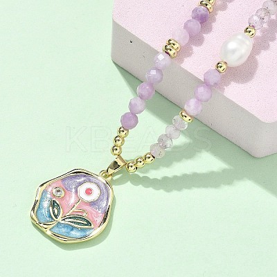 Natural Lavender Amethyst Pendant Necklaces for Women NJEW-G165-01C-G-1