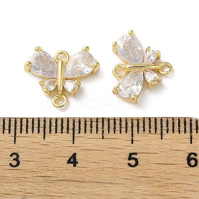 Brass Pave Clear Cubic Zirconia Connector Charms KK-F872-24G-1