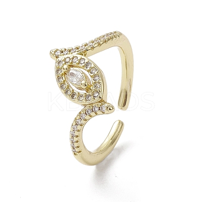 Rack Plating Brass Micro Pave Cubic Zirconia Open Cuff Rings RJEW-K257-41G-1