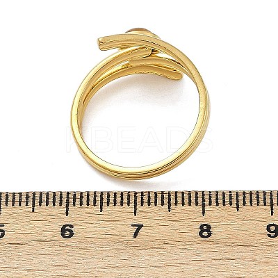 316 Stainless Steel with Natural Mixed Gemstone Cuff Rings RJEW-Z098-01G-10-1