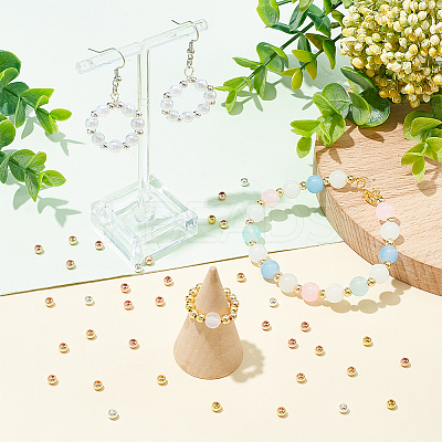 320Pcs 4 Style Brass Solid Beads KK-PH0009-18-1