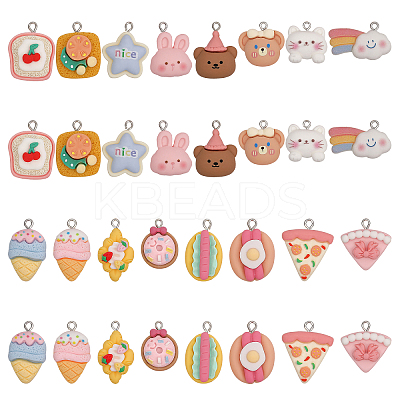 32Pcs 16 Style Opaque Resin Pendants RESI-CA0001-70-1