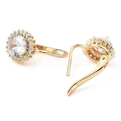 Brass with Cubic Zirconia Hoop Earrings EJEW-D078-42G-1