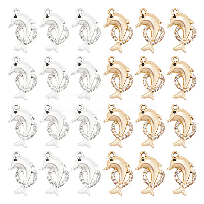 32Pcs 2 Colors Alloy Rhinestone Pendants FIND-AR0003-43-1
